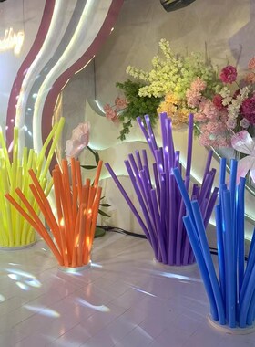 主题婚礼布置彩色泡沫o条装饰软包海绵橱窗装饰舞台实心棒造景摆