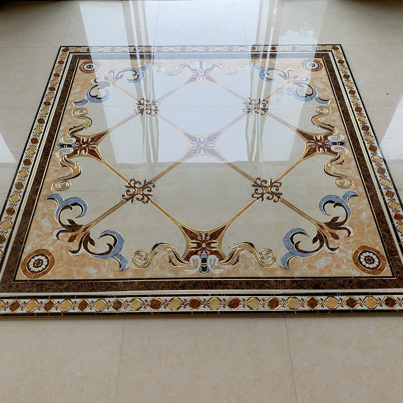 客厅拼花瓷砖800X800 欧式耐磨微晶石地砖拼花走廊过道玄关抛晶砖