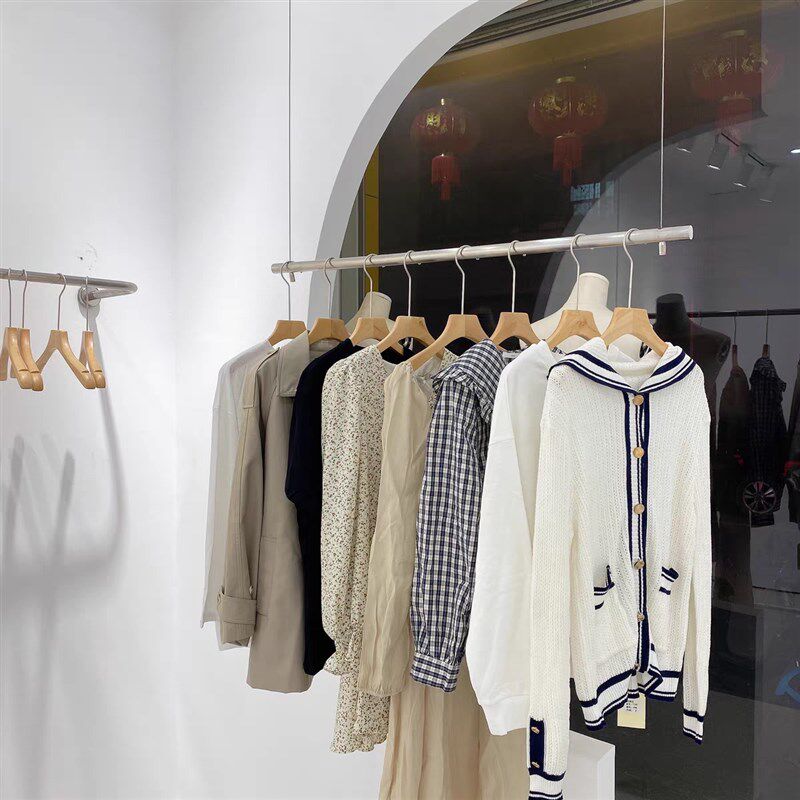 服装店钢丝吊架拉丝银挂衣杆悬y挂橱窗展示架不锈钢吊杆衣架子悬