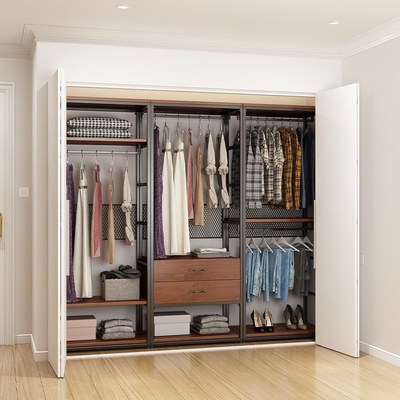 纯实木衣柜2025新款爆款卧室家用衣橱金属铁艺钢架结构定制衣帽间