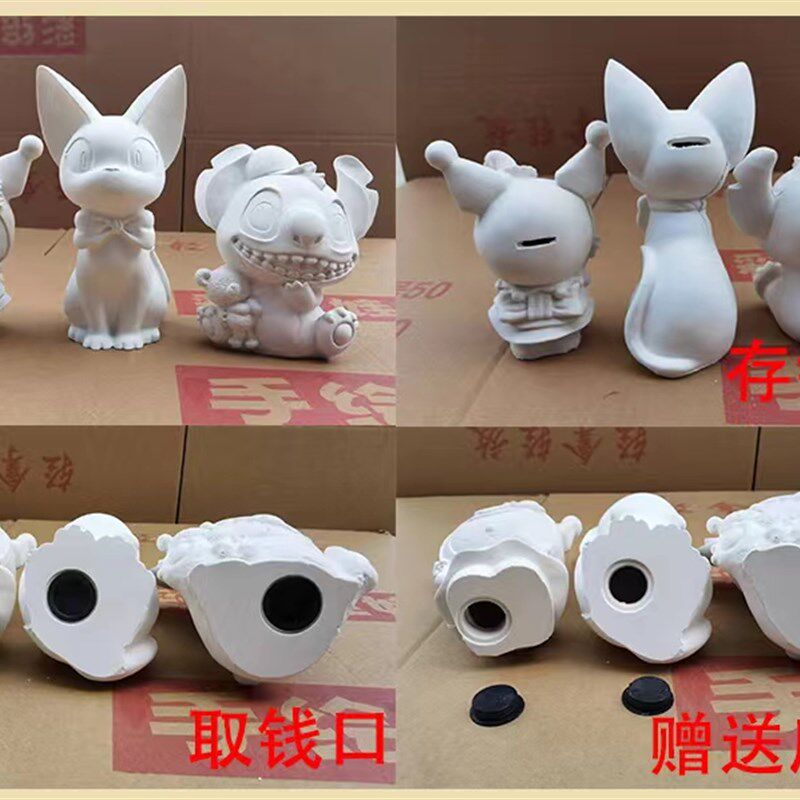 网红款石膏娃娃存钱罐白胚彩绘上色儿童diy手工涂鸦玩具公园摆摊