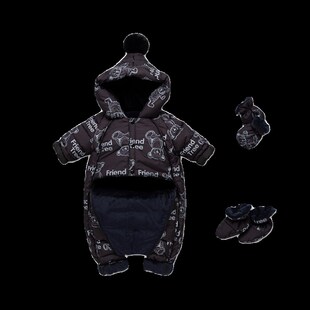 婴儿羽绒服连体衣男宝女宝加厚外出服婴幼儿宝宝防风抱衣爬服冬装