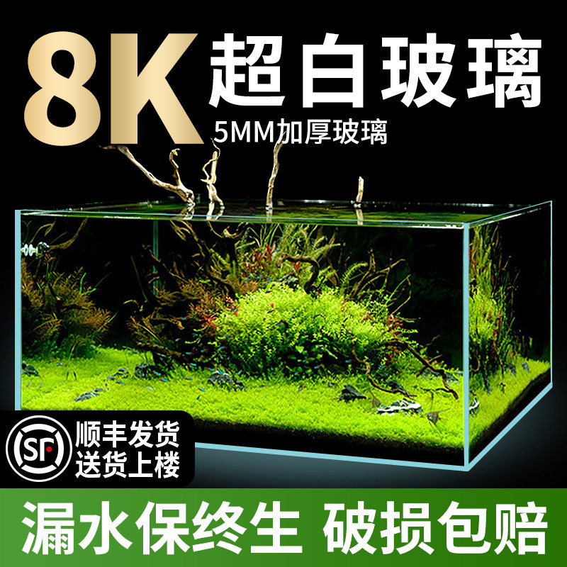 鱼缸造景客厅小型玻璃p缸2024新款生态鱼缸超白鱼缸亚克力底滤鱼