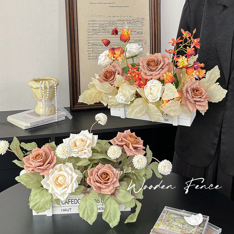 田园风仿干花栅栏装饰花客厅阳台仿F真花花艺摆件餐桌花摆花假花
