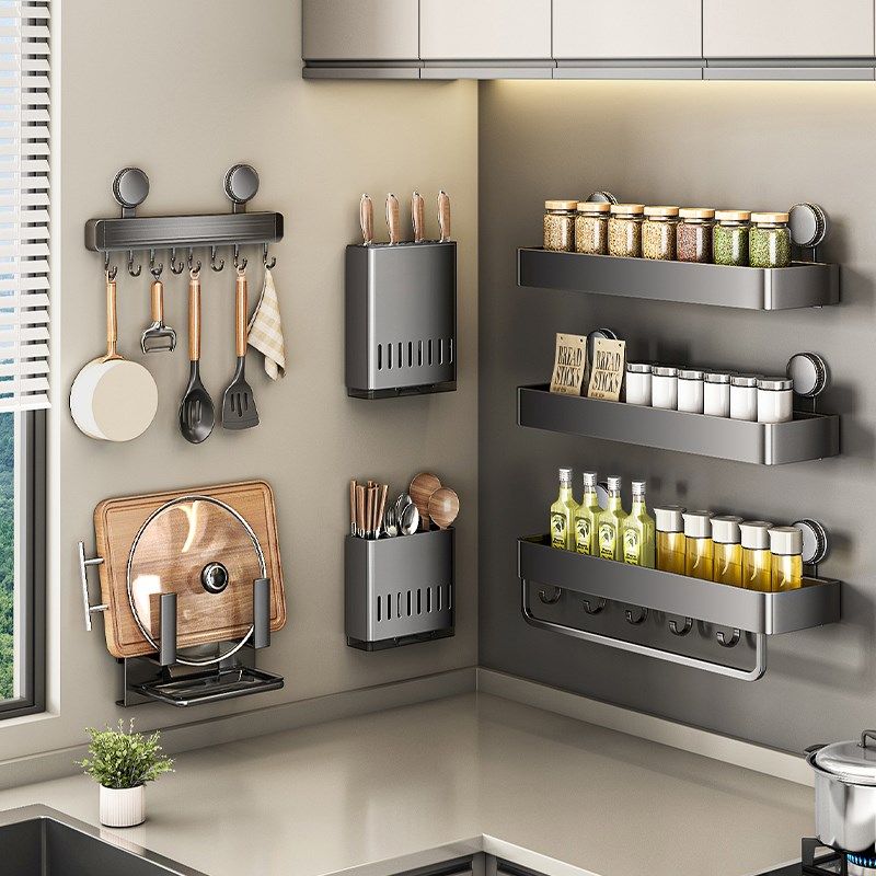 吸盘厨房调味料置物免打孔壁挂式调料品罐家用墙上多功能收纳架子,厨房/烹饪用具,厨房置物架/置物柜/角架,淘宝优惠券,粉丝福利购,淘宝优惠卷