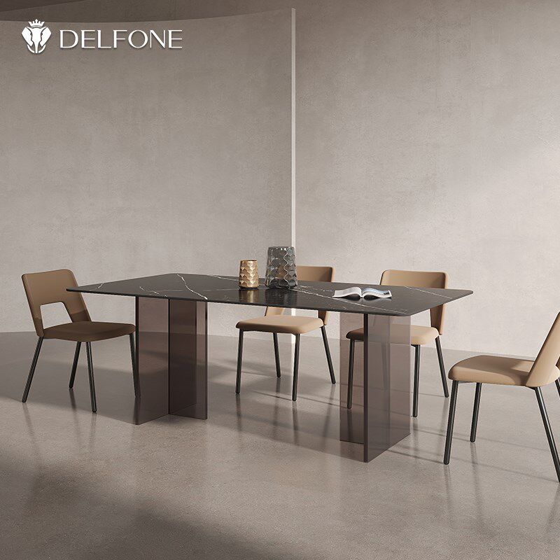 德利丰亚克力悬浮岩板餐桌纯黑色长方形小户型家用现代简约饭桌,住宅家具,岩板餐桌,淘宝优惠券,粉丝福利购,淘宝优惠卷