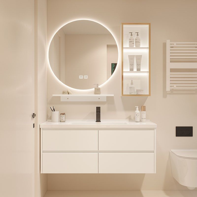 奶油风浴室柜组合陶瓷一体盆洗脸盆现代简约卫生间洗漱台洗手池柜,家装主材,浴室柜组合,淘宝优惠券,粉丝福利购,淘宝优惠卷