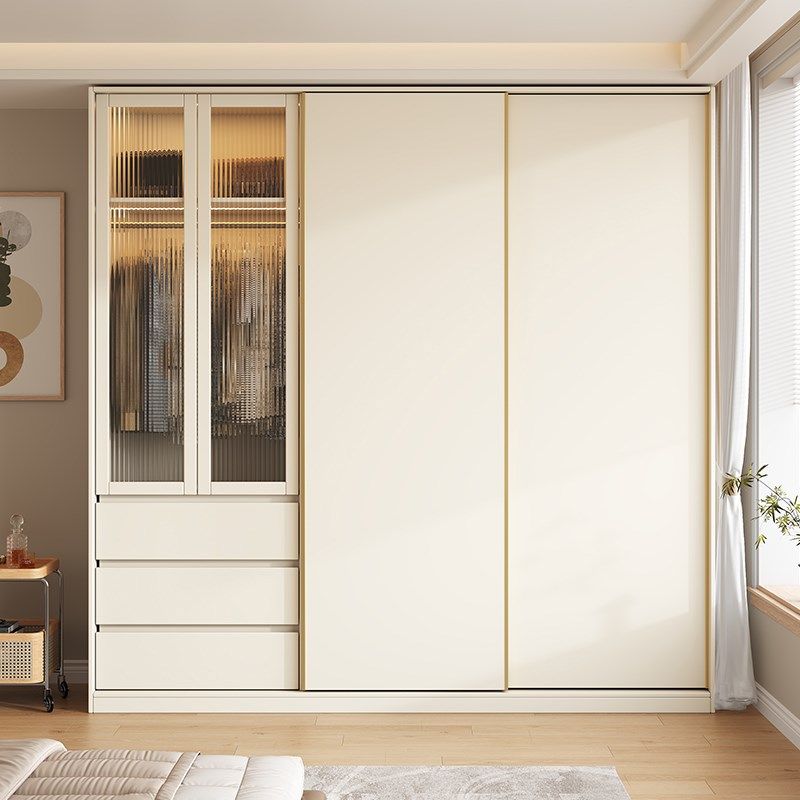全实木定制橡木衣柜推拉门奶油风小户型现代简约玻璃门趟门衣橱,住宅家具,独立衣柜,淘宝优惠券,粉丝福利购,淘宝优惠卷