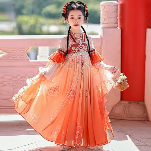 2025新款汉服女童古装襦裙唐装中国风儿童超仙连衣裙古风女孩春秋