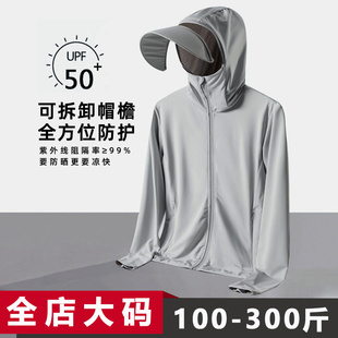 新款 夏季 宽松轻薄透气胖子户外钓鱼加肥加大皮肤衣 防晒衣男士 大码
