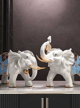 新中式招财对象一对家居摆件复古高档展示柜装饰乔迁店铺开业礼品