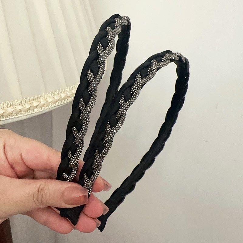 2024新款手工编织水钻发箍窄款显脸小头箍优雅气质辫子发卡发饰女