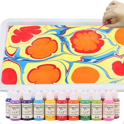 水拓画颜料套装浮水画水影画工具儿童涂鸦画画颜料无毒湿拓画材料