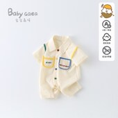 夏款 婴儿韩版 短袖 纯棉连体衣男宝宝洋气哈衣薄款 透气爬服外出服