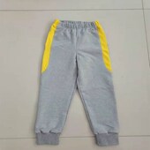 浅灰色拼接半截黄杠休闲运动裤 中小学生中腰新款 春季 宽松直筒校服