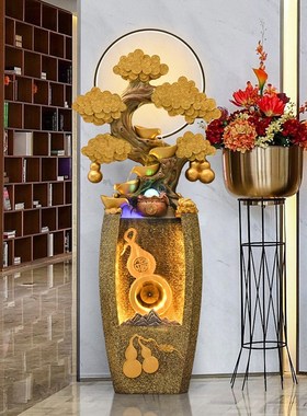 风水轮招财流水循环水摆件发财摇钱树景观电视柜店铺乔迁开业礼物