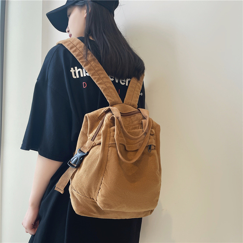 日系大容量水洗帆布双肩包女学生双肩背包