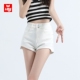 高腰显瘦甜美风小个子a字外穿热裤 白色女士牛仔短裤 女2025夏季 潮