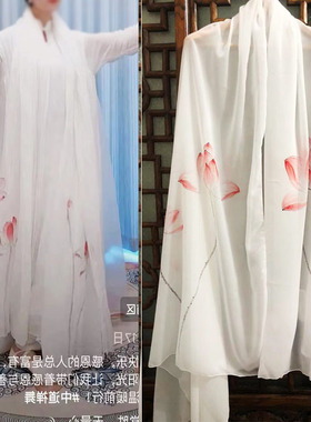 手绘度母纱禅舞纱围巾导师推荐春秋长款防晒汉服披肩丝巾文艺纱巾