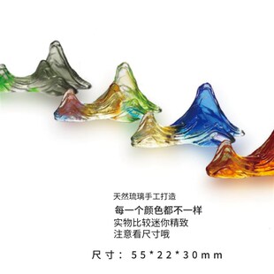 懿心阁天然琉璃笔搁太湖石毛笔千里江山形笔架笔托香插创意摆件