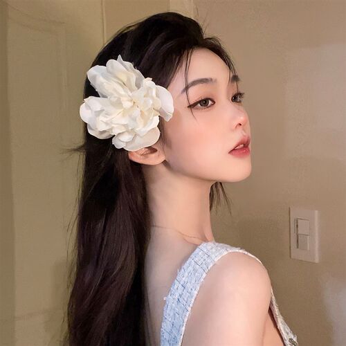 纯白茉莉~清新花朵发夹女仙气刘海碎发夹子头饰森系古风发卡边夹