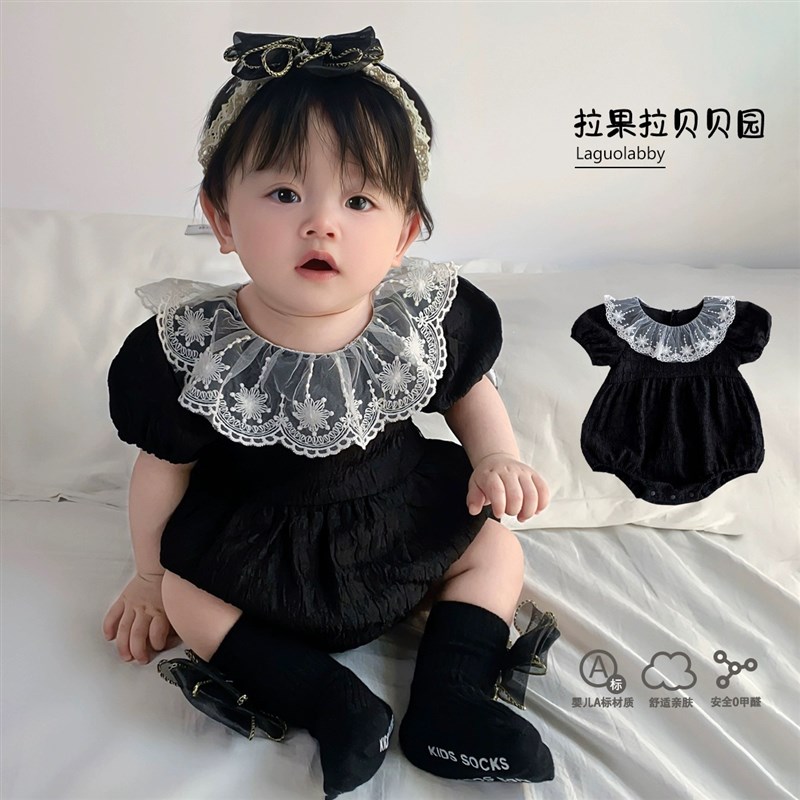 千金风2025新款婴儿夏日衣服薄款短袖连体衣小月龄宝宝多巴胺穿搭