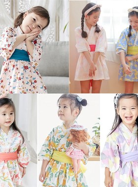 21春夏和服印花图案浴衣洋装 日系女童连衣裙韩服60364
