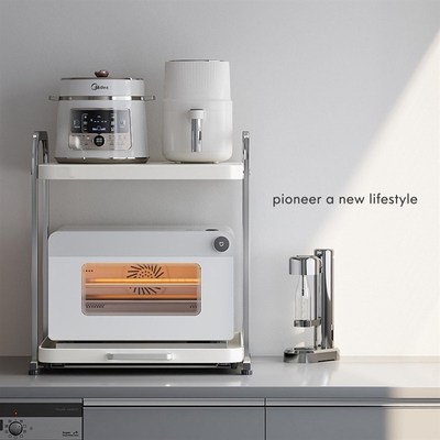 可抽拉电饭煲置物架厨房微波炉架台面多功能锅烤箱收纳架日韩风