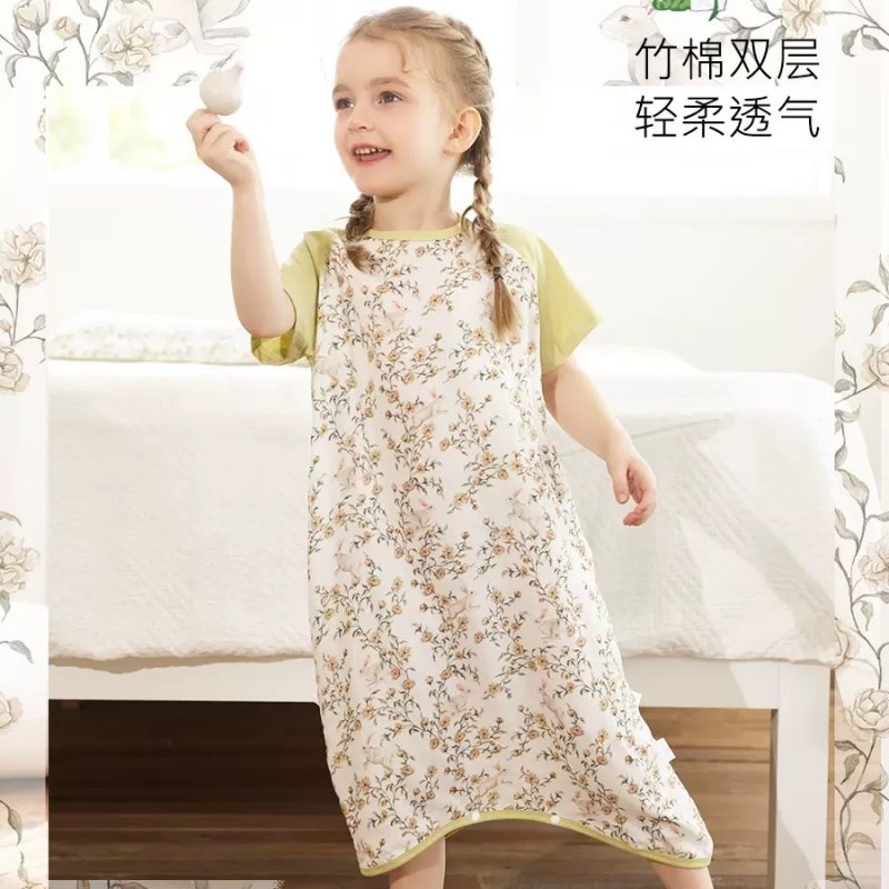 宝宝睡衣夏季薄款双层纱布亲子家居服宝宝睡袋男女童睡衣儿童睡裙