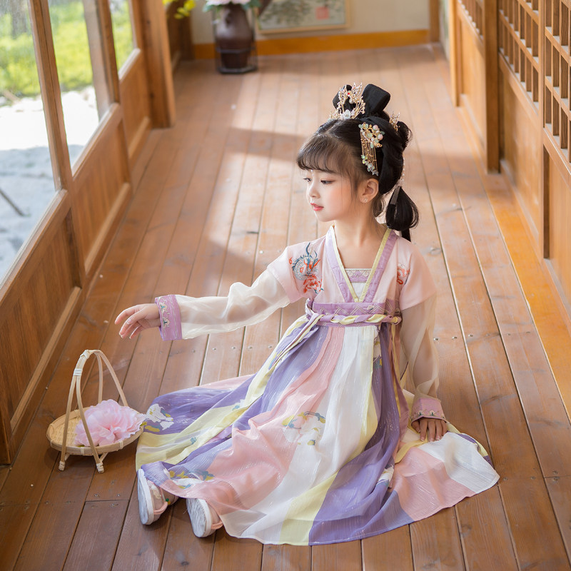汉服女童夏季超仙古装儿童襦裙中国风小女孩仙女儿童唐装连衣裙