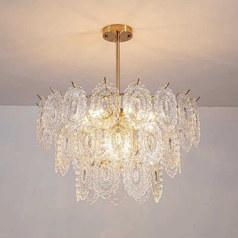 法式轻奢玻璃吊灯后现代餐厅简约温馨卧室个性浪漫中古别墅客厅灯