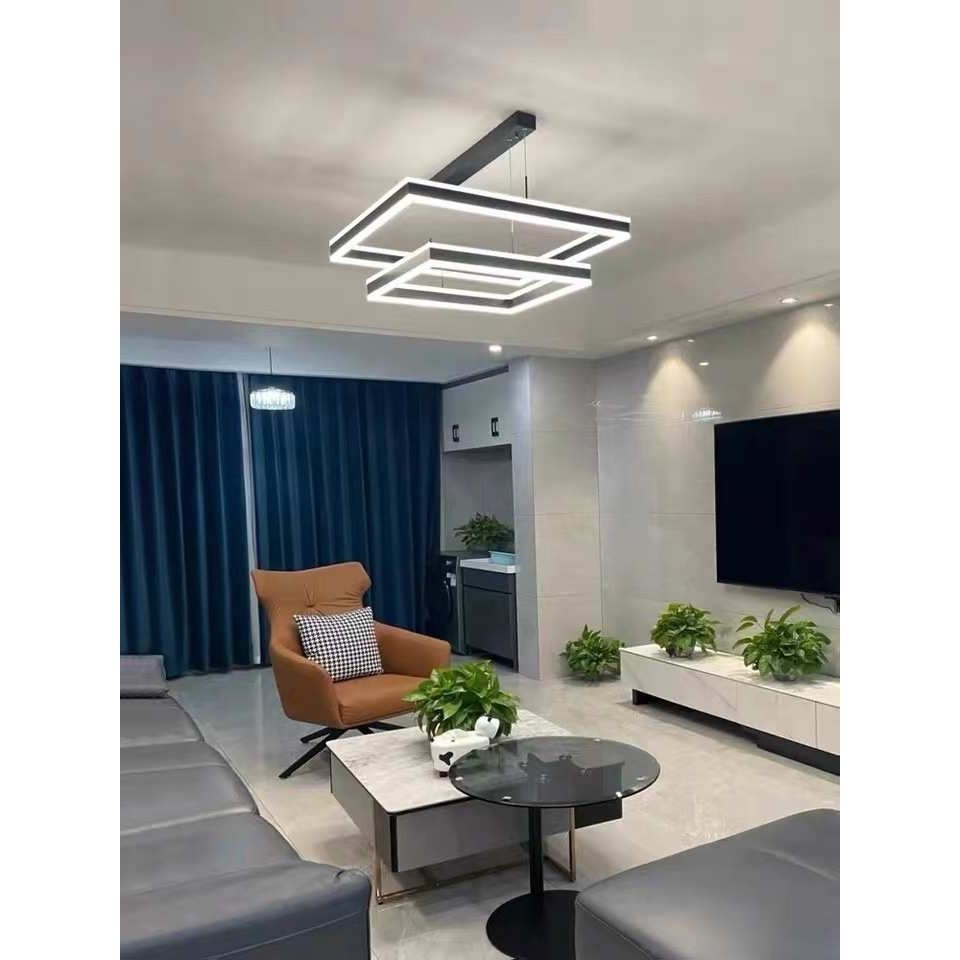 方形客厅主灯北欧轻奢后现代简约大气大厅餐厅卧室创意智能灯具