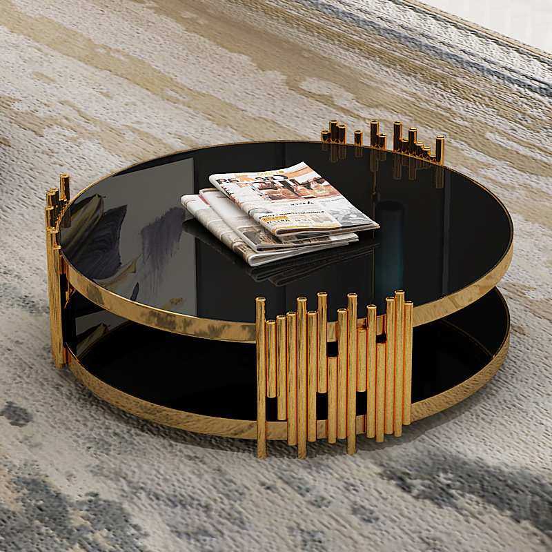 轻奢时尚电视柜茶几边几客厅大小户型组合后现代镀金茶几家具