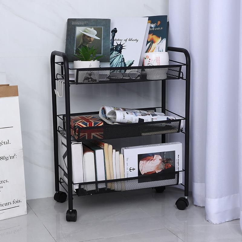 厨房铁艺可移动铁丝推车客厅整理置物架带轮落地式厨房蔬菜收纳架