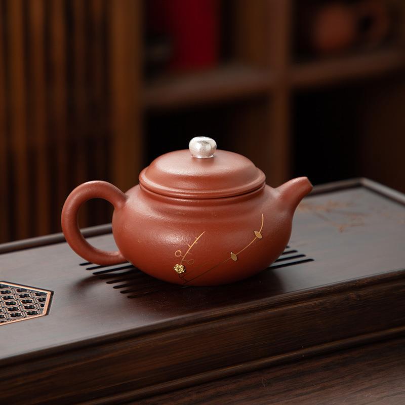 德化陶瓷【茶壶】仿古壶175ml/紫砂/锔钉/鎏银/全瓷滤孔/精工