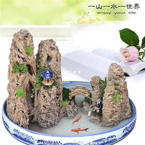 吸水石 上水石原石假山奇石 小型山水盆景天然加湿器