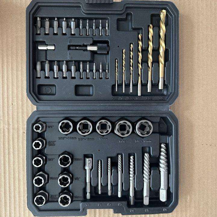 跨境爆款48pc套破损螺母取出器滑牙螺母取出器工具套装铬钼钢锻造