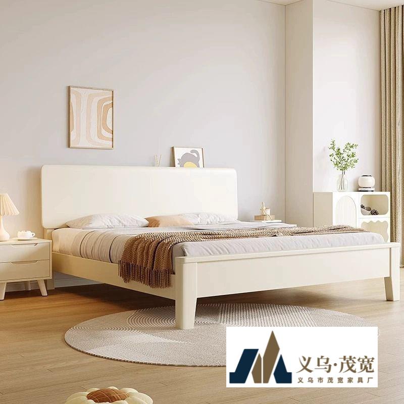 奶油风实木床白色1.2米小户型1.8米主卧双人1.5家用民宿储物婚床