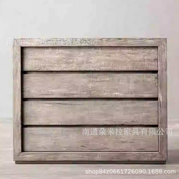 RH出口美式轻奢多斗柜复古乡村风橡木实木储物柜玄关柜网红柜