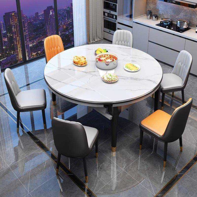 亮光岩板餐桌椅子组合实木伸缩折叠现代简约可变圆桌子家用小户型,鲜花速递/花卉仿真/绿植园艺,割草机/草坪机,淘宝优惠券,粉丝福利购,淘宝优惠卷