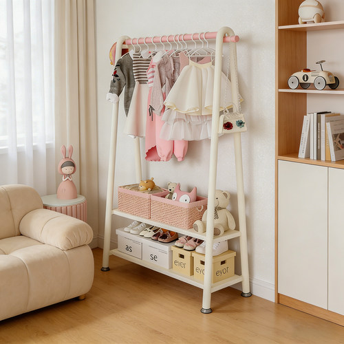 儿童铁艺双层落地衣帽架挂衣架