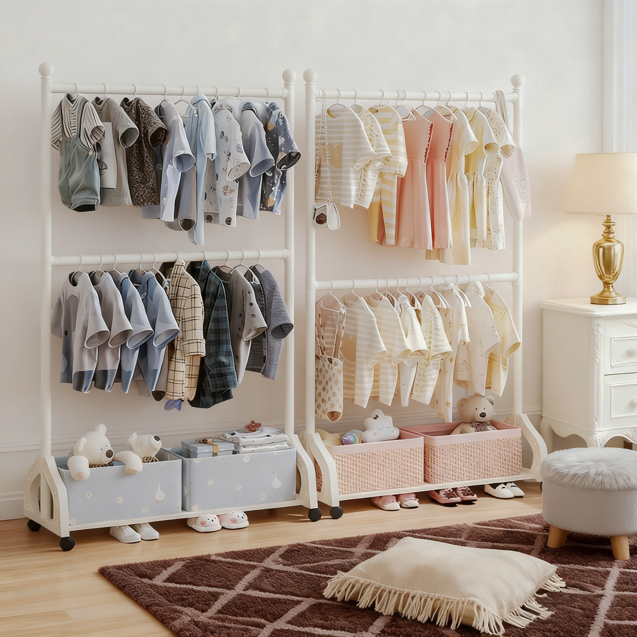 可移动衣帽架儿童房衣架卧室落地