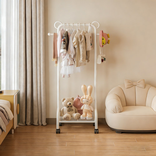 儿童奶油风家用卧室可移动衣帽架