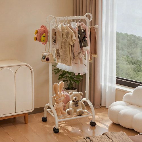卧室床边小型儿童落地移动衣帽架