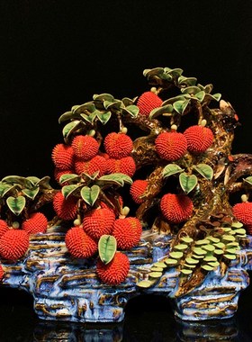 石湾公仔陶瓷满堂红摆件玄关客厅电视柜荔枝装饰品乔迁新居送礼品