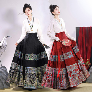 国风日常上班穿小个子曹县汉服古装 中式 2024新款 马面裙女秋冬套装