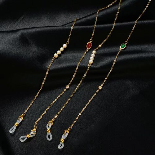 品质淡水珍珠不锈钢真金电镀不掉色女近视太阳眼镜链条挂链挂绳