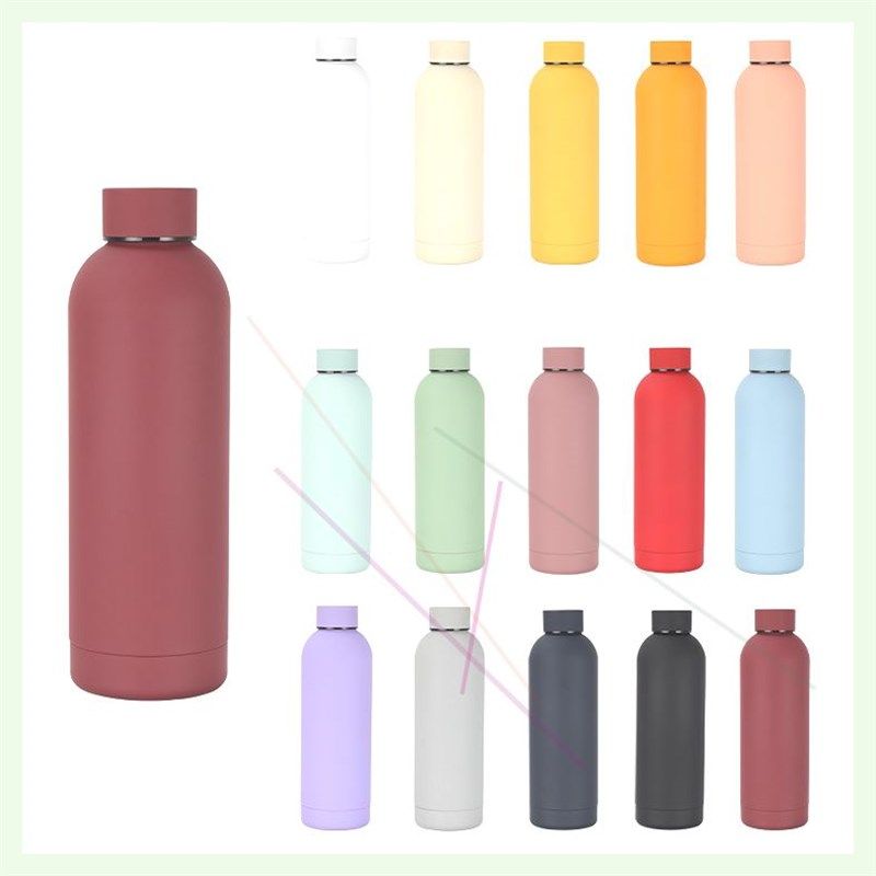 跨界新型橡胶漆小口瓶304不锈钢保温杯美式运动水瓶刻印Logo水瓶