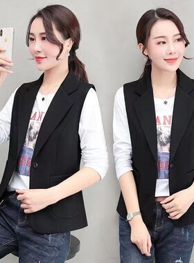 西服马甲女短款2024新款外套韩版小个子无袖坎肩大码春秋马夹背心