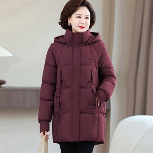 中老年人洋气时尚 新款 妈妈装 棉服女中长款 棉袄外套百搭棉衣女 冬季